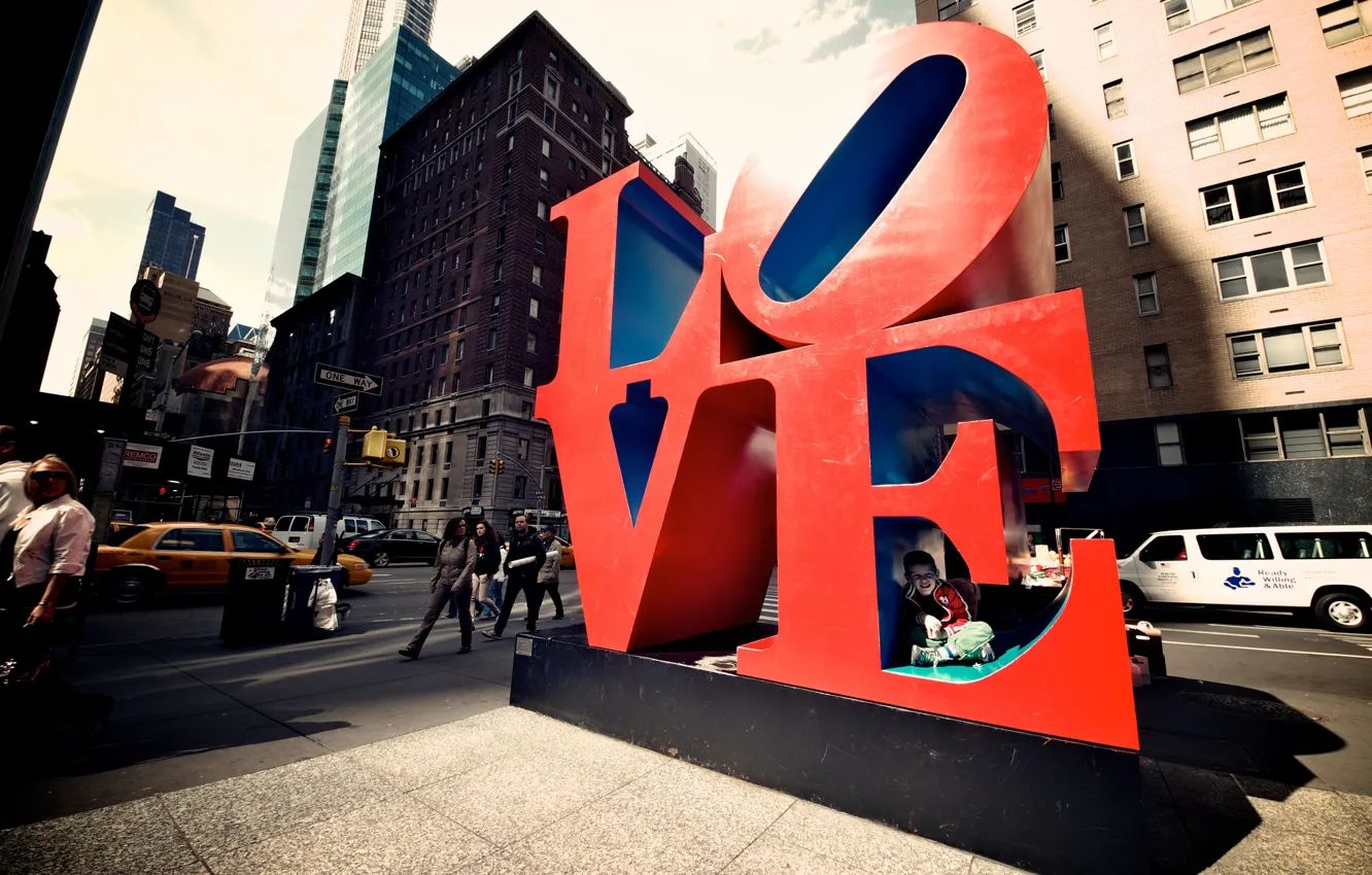 Photo wallpaper city, USA, New York, LOVE