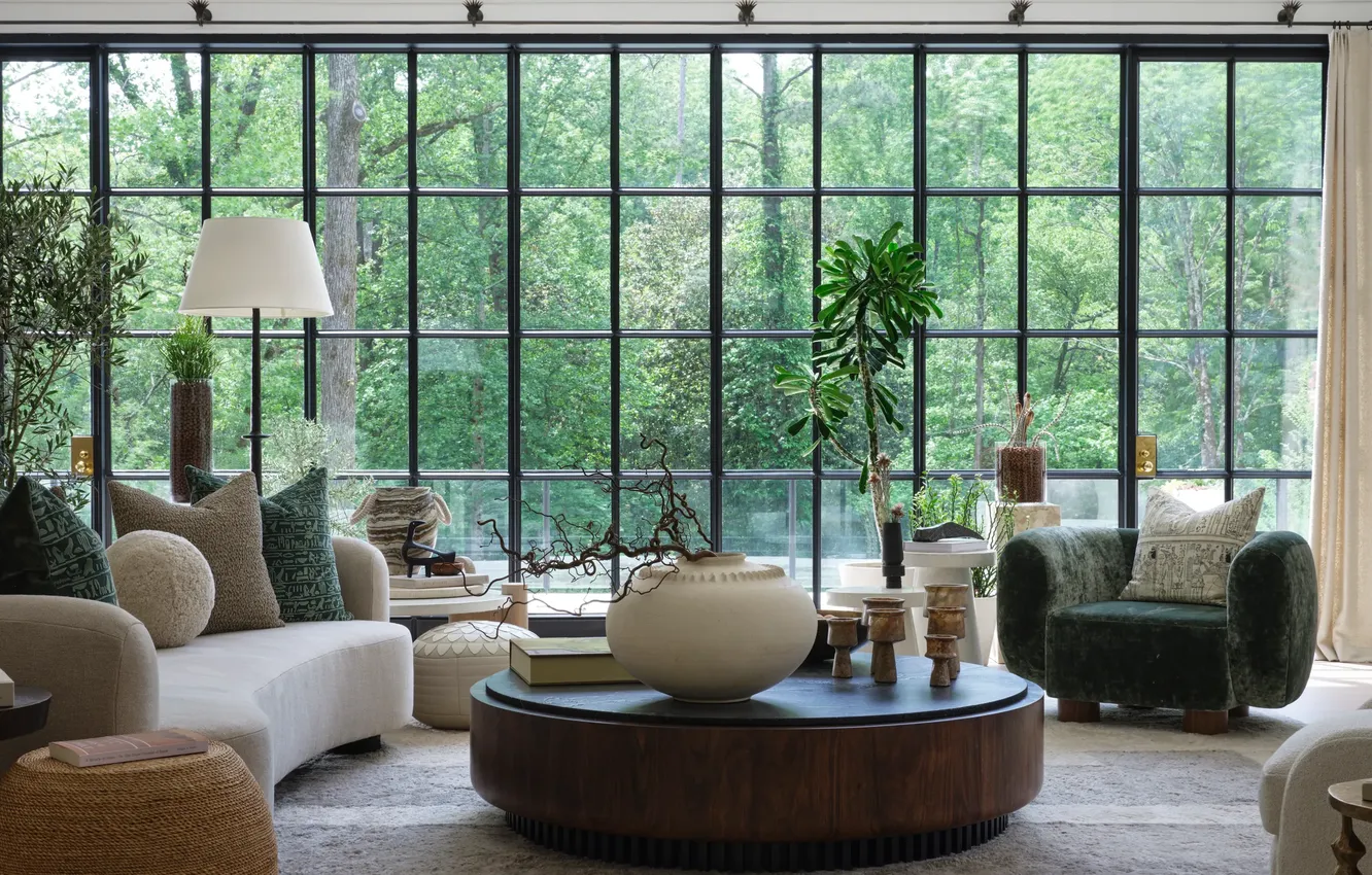 Photo wallpaper design, style, Villa, interior, living room, upholstered furniture