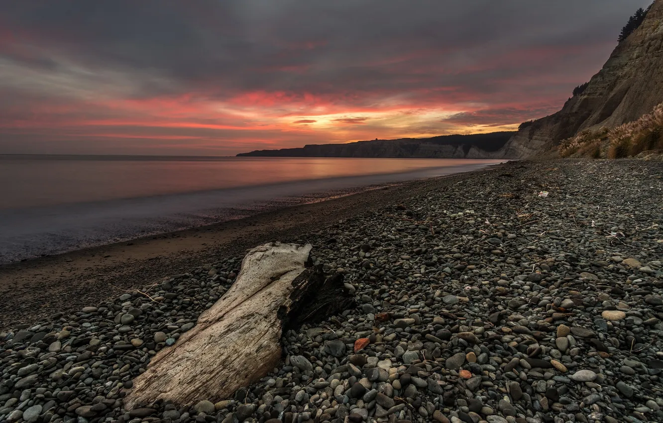 Photo wallpaper sea, landscape, sunset, shore
