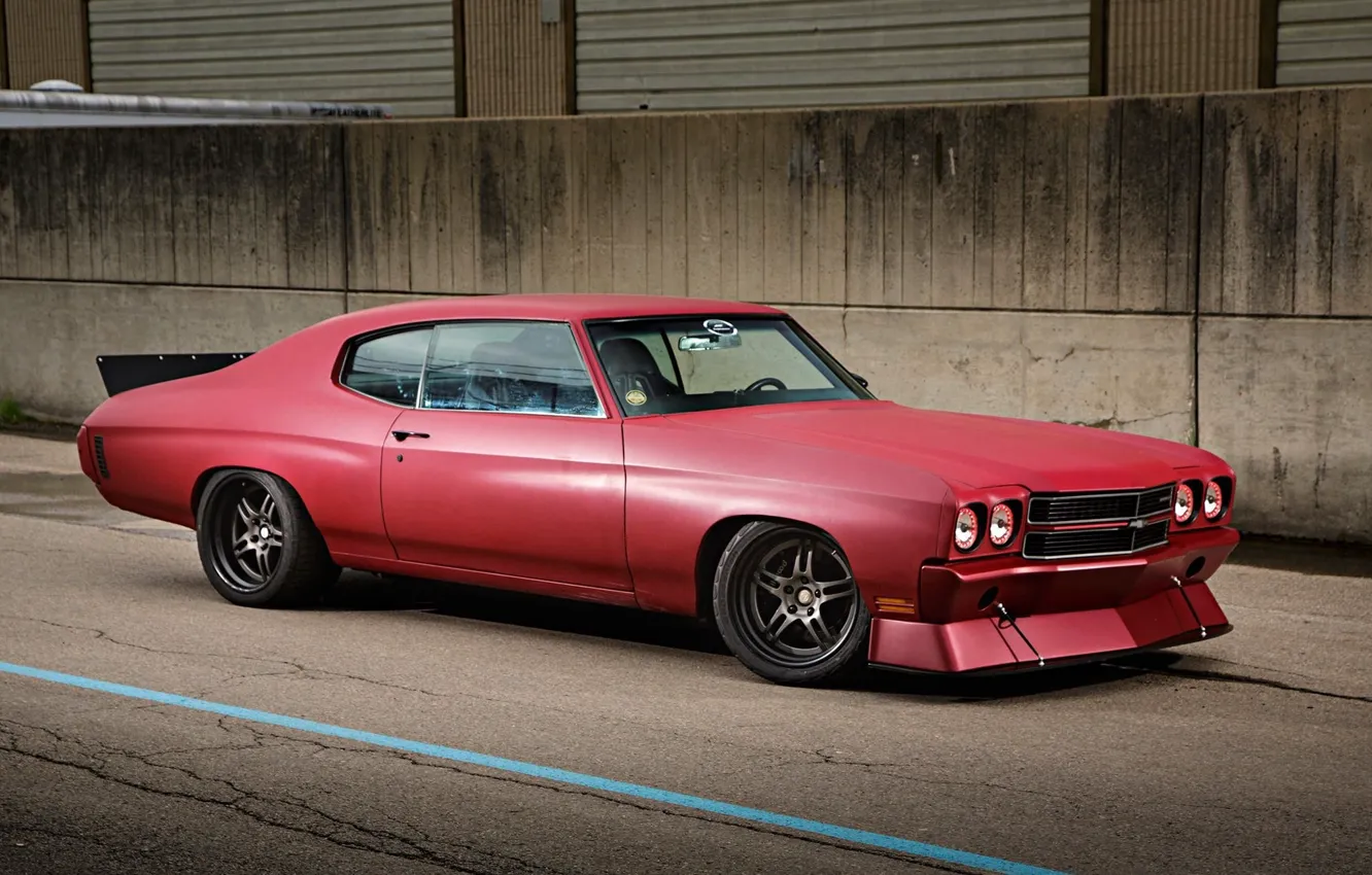 Photo wallpaper Chevrolet, Muscle, Red, DS3, Coupe, Chevelle, Custom, Wheels