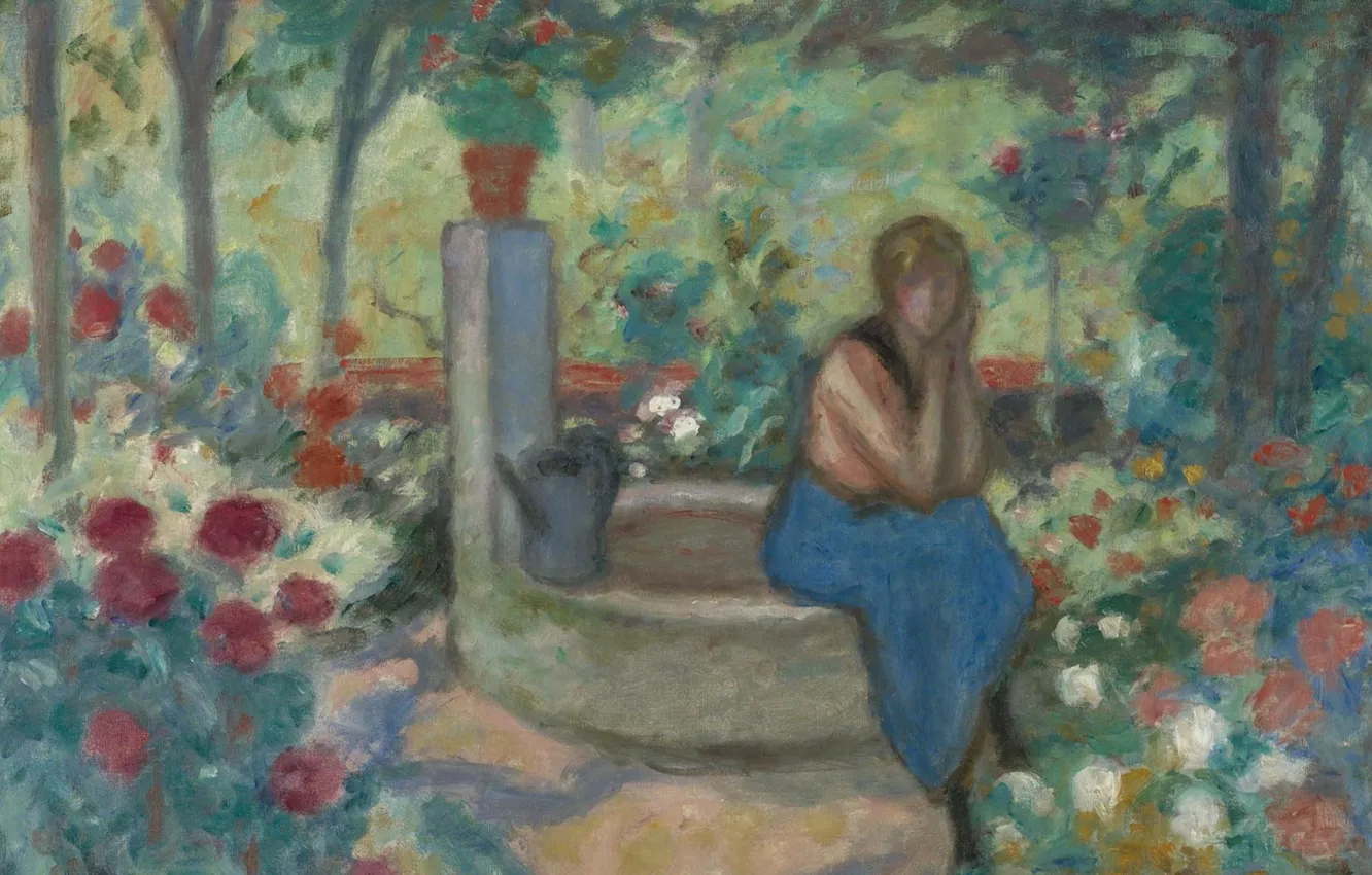 Photo wallpaper picture, genre, Georges d'espagnat, A Young Girl Near The Well