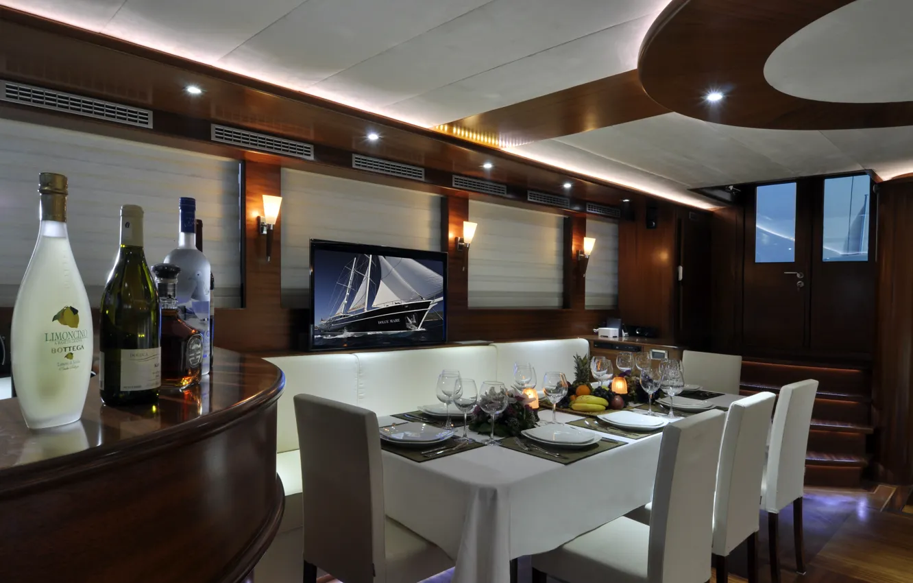 Photo wallpaper design, style, interior, yacht, Suite, dining room