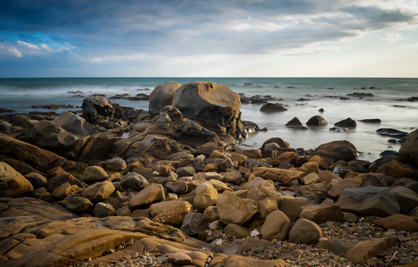 Photo wallpaper sea, stones, coast