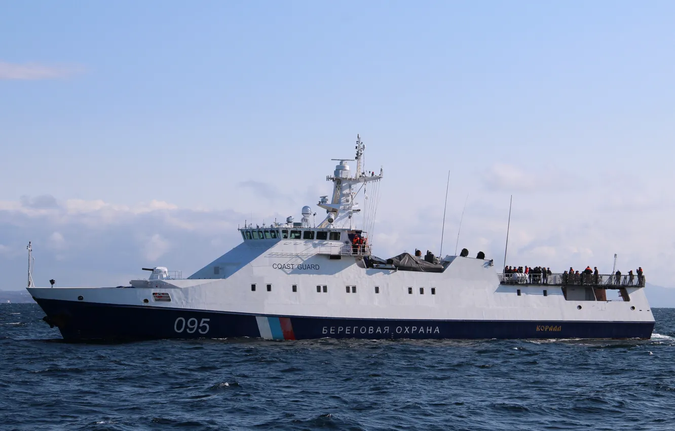 Photo wallpaper sea, test, coral, patrol ship, pskr