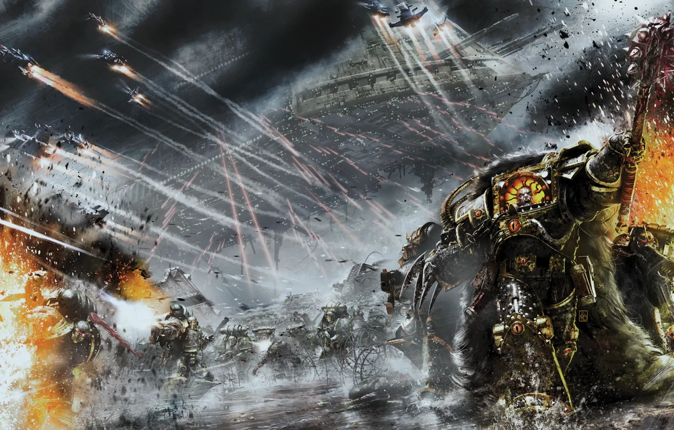 Photo wallpaper Horus Heresy, Warhammer 40000, space Marines, the Primarch, Vengeful Spirit, Chorus, Battle Barge, The Sons …