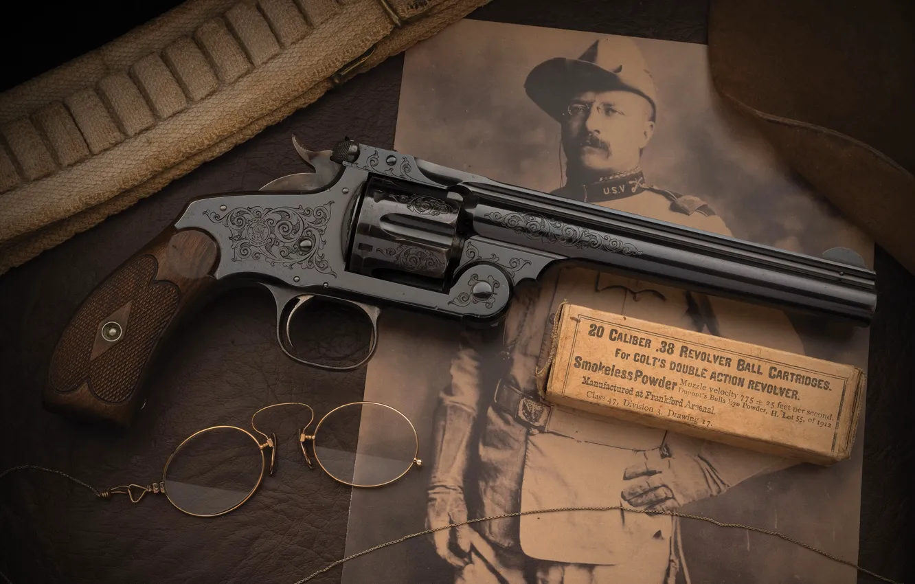 Photo wallpaper weapons, glasses, revolver, weapon, revolver, firearms, Smith and Wesson, firearms