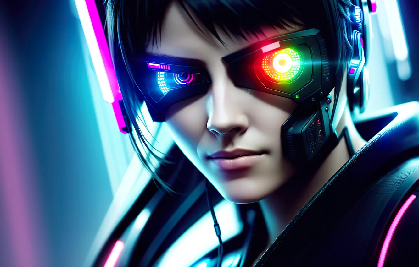 Photo wallpaper girl, art, Future, digital art, Cyberpunk, Stable Diffusion, Neuronet, AI Art
