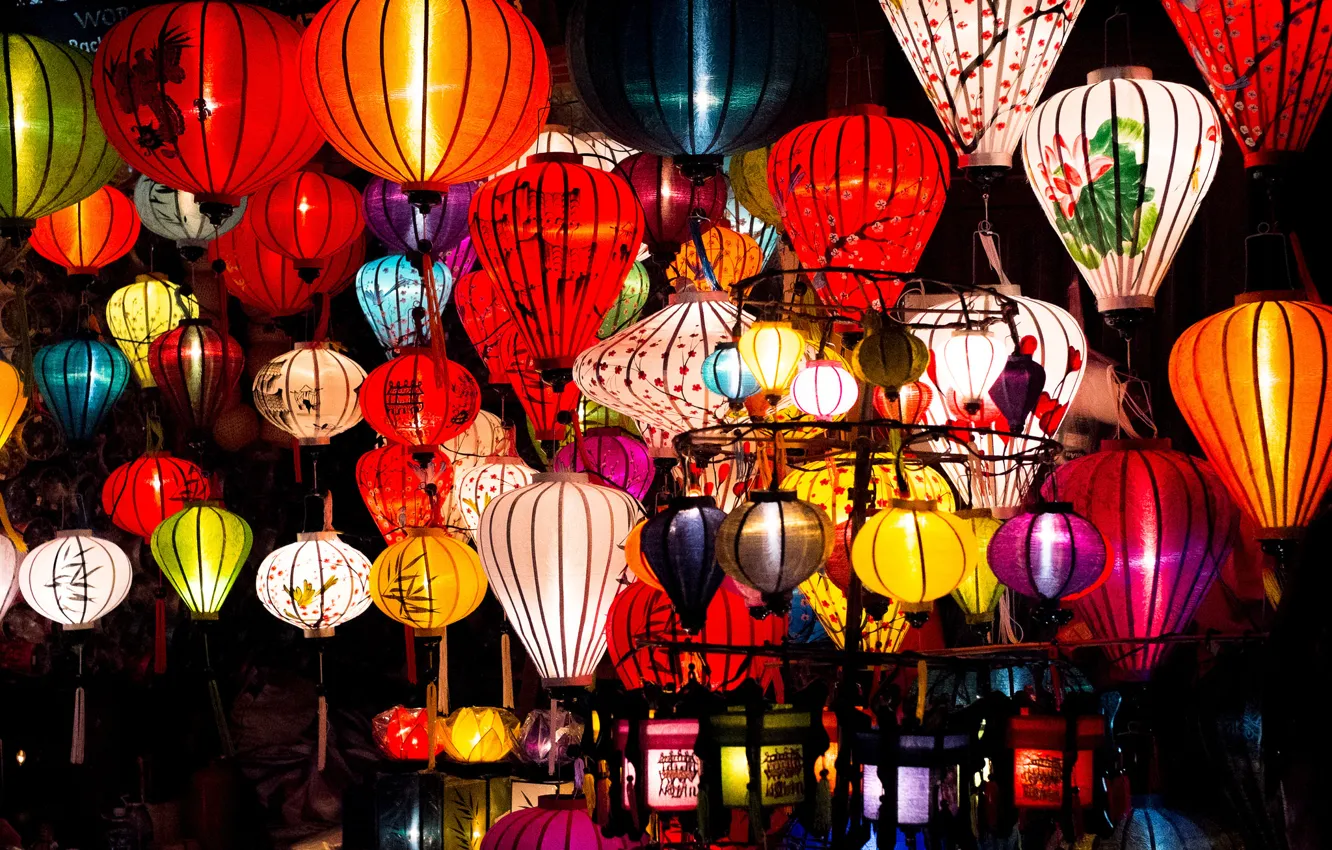 Photo wallpaper China, lights, colorful, a lot