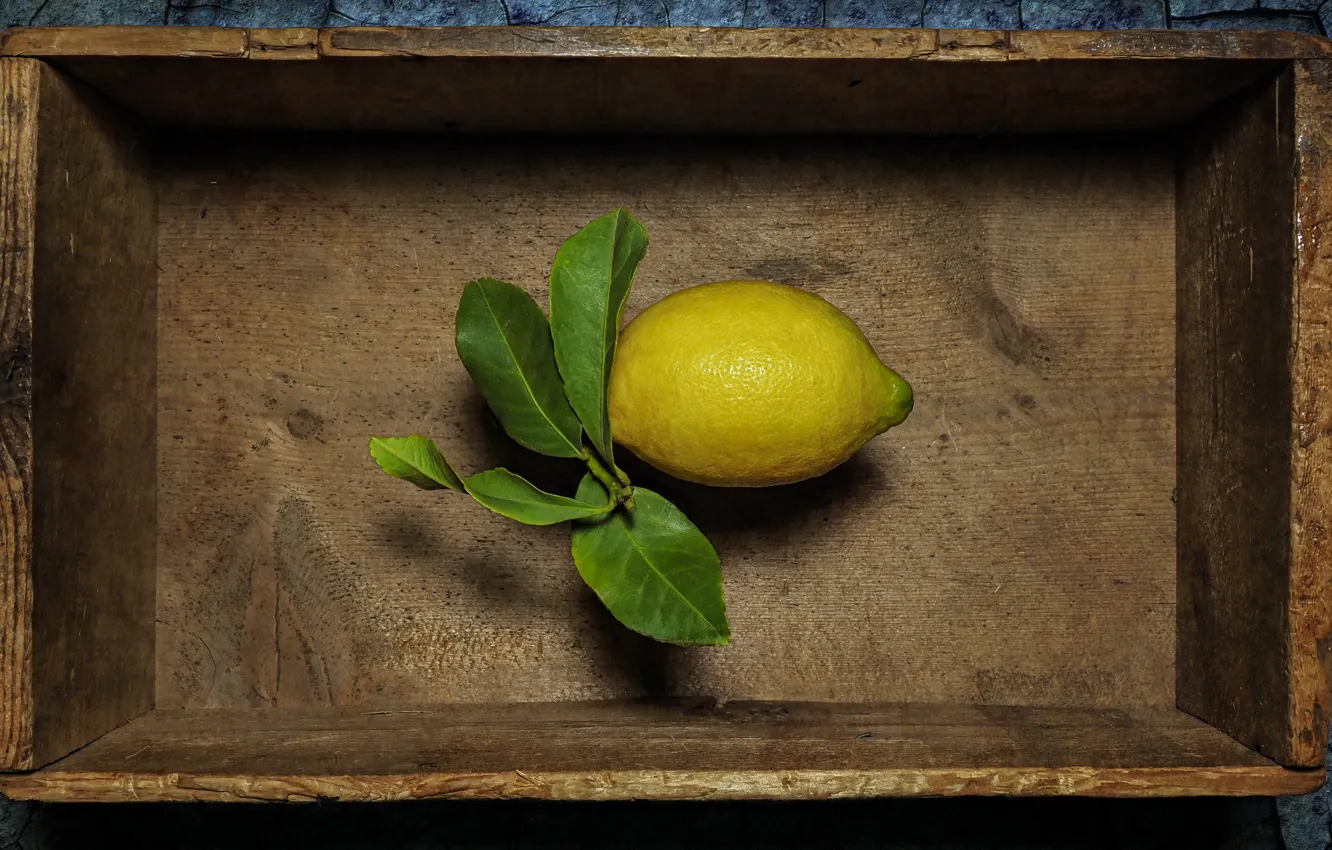 Photo wallpaper lemon, fruit, box