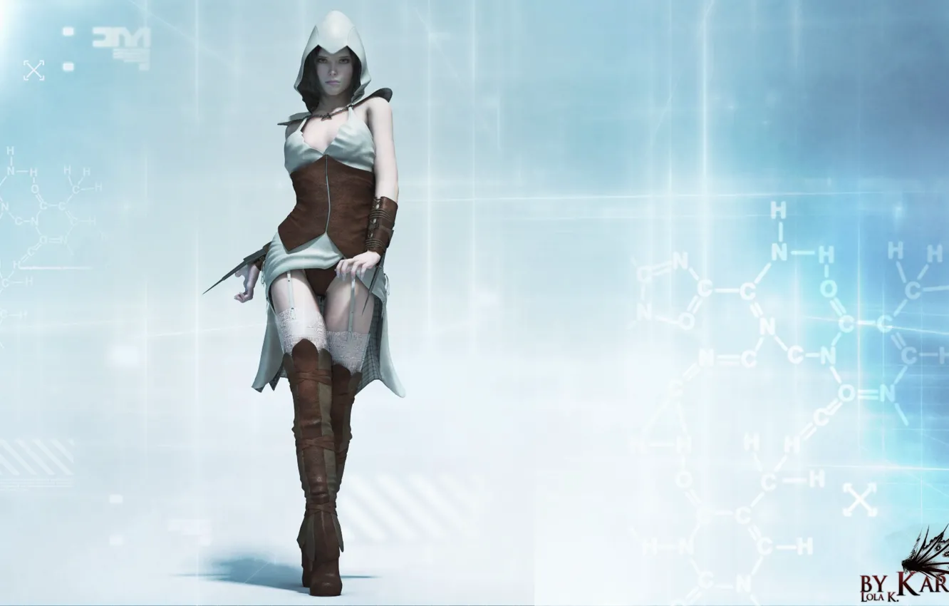 Photo wallpaper look, girl, rendering, assassin, assassin