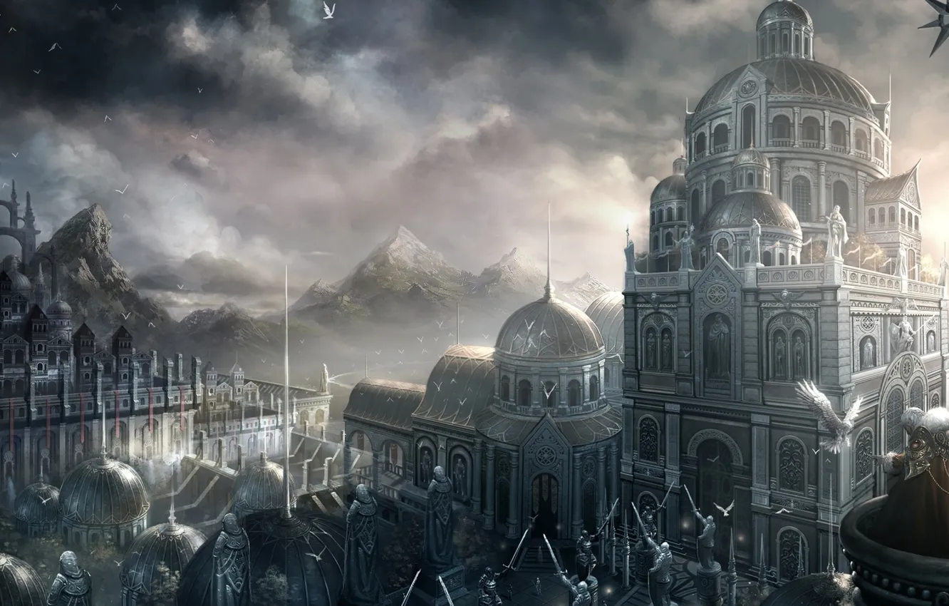 Photo wallpaper the city, fiction, art, by chaoyuanxu, emperor at dusk