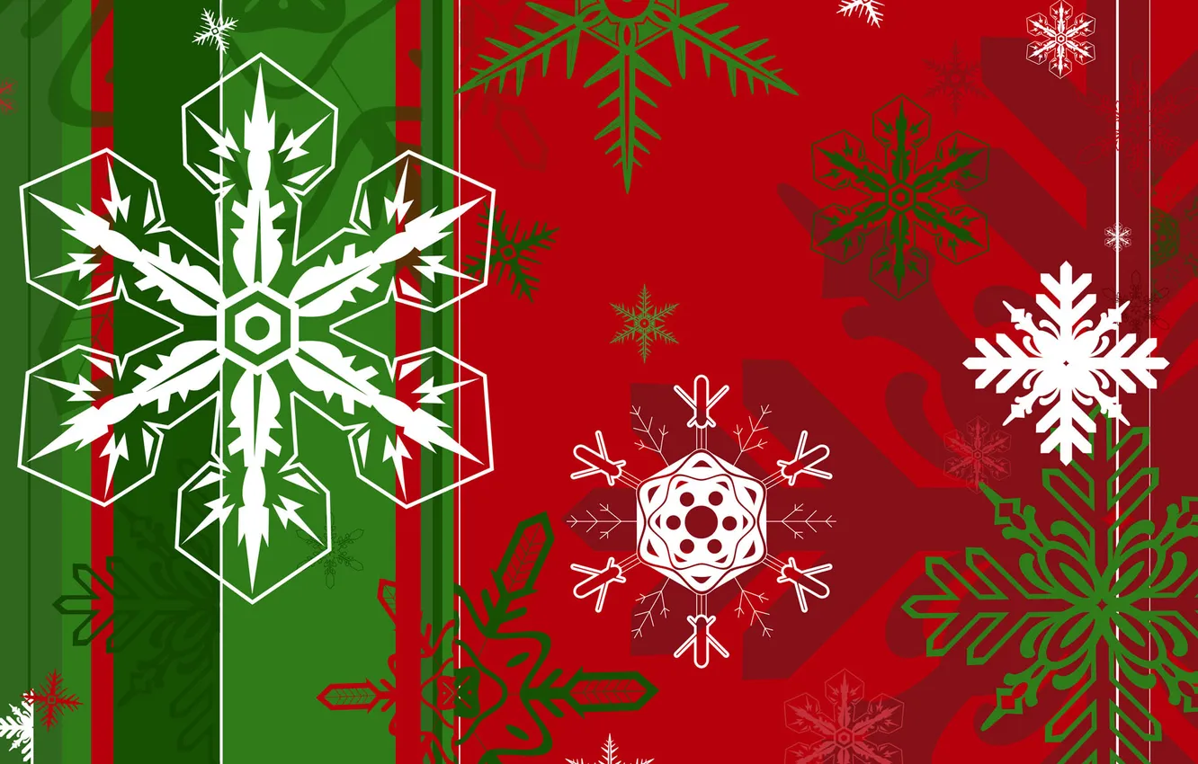 Photo wallpaper snowflakes, tree, flag, Christmas
