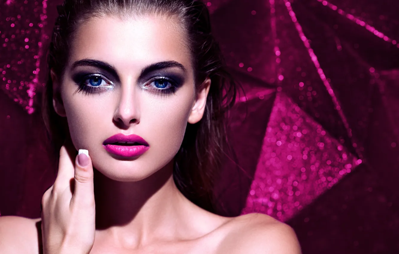 Photo wallpaper hair, celebrity, face, eyes, pose, model, brunette, lips