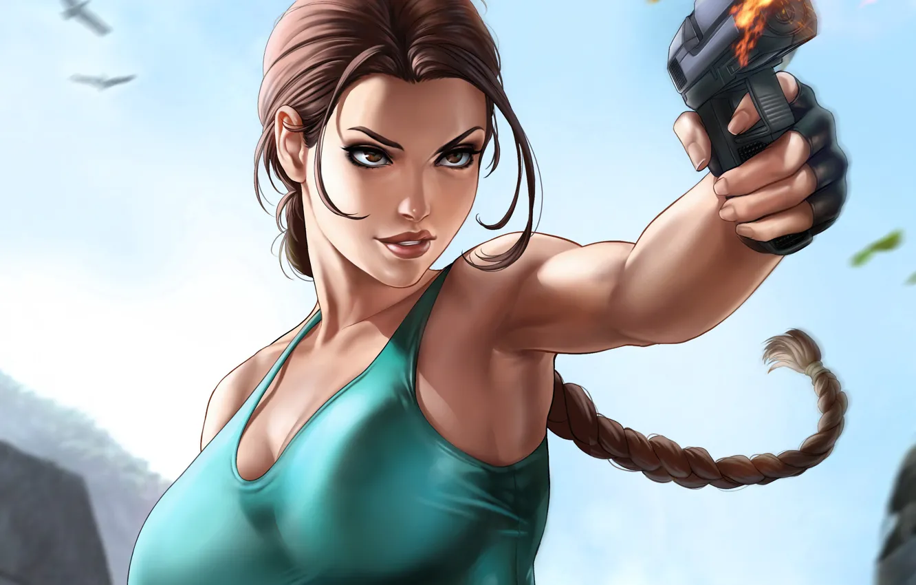 Photo wallpaper girl, Tomb Raider, girl, art, Lara Croft, by Dandonfuga