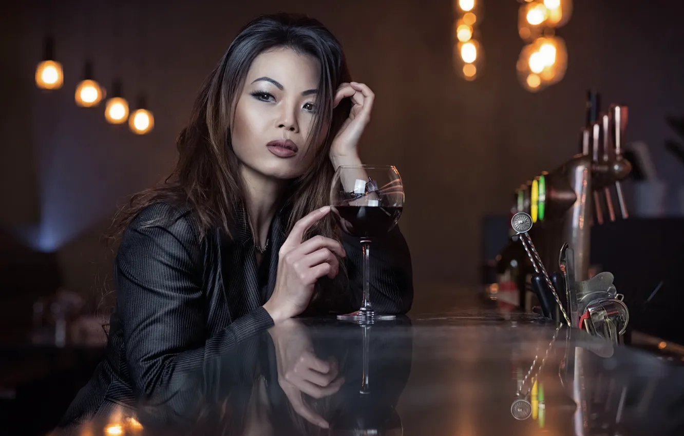 Photo wallpaper girl, background, glass