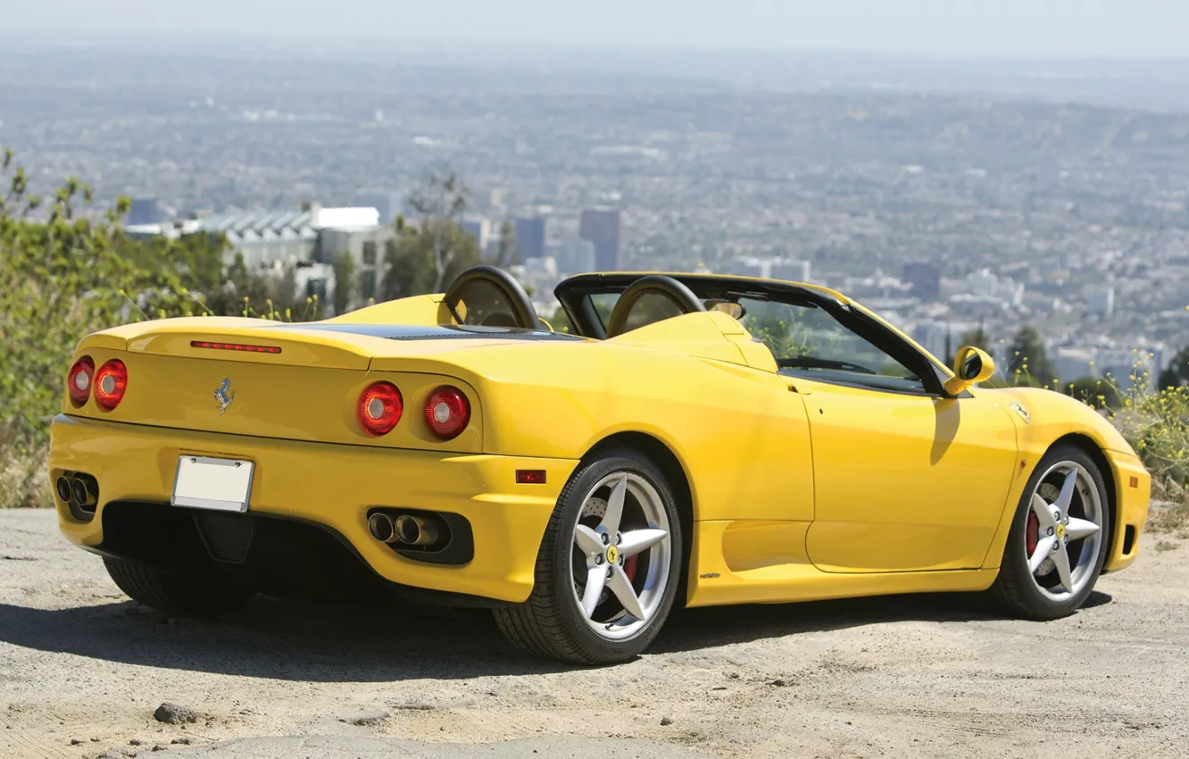 Photo wallpaper yellow, Ferrari, Ferrari, rear view, 360, spider, Spider