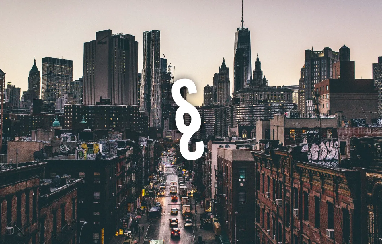 Photo wallpaper the city, sign, swag