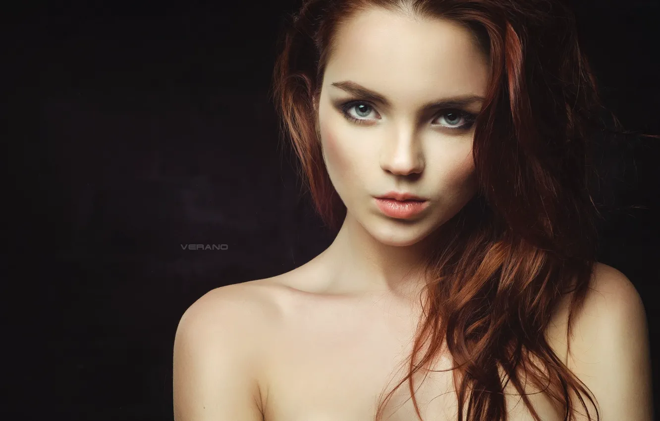 Photo wallpaper look, background, model, portrait, makeup, hairstyle, brown hair, beauty