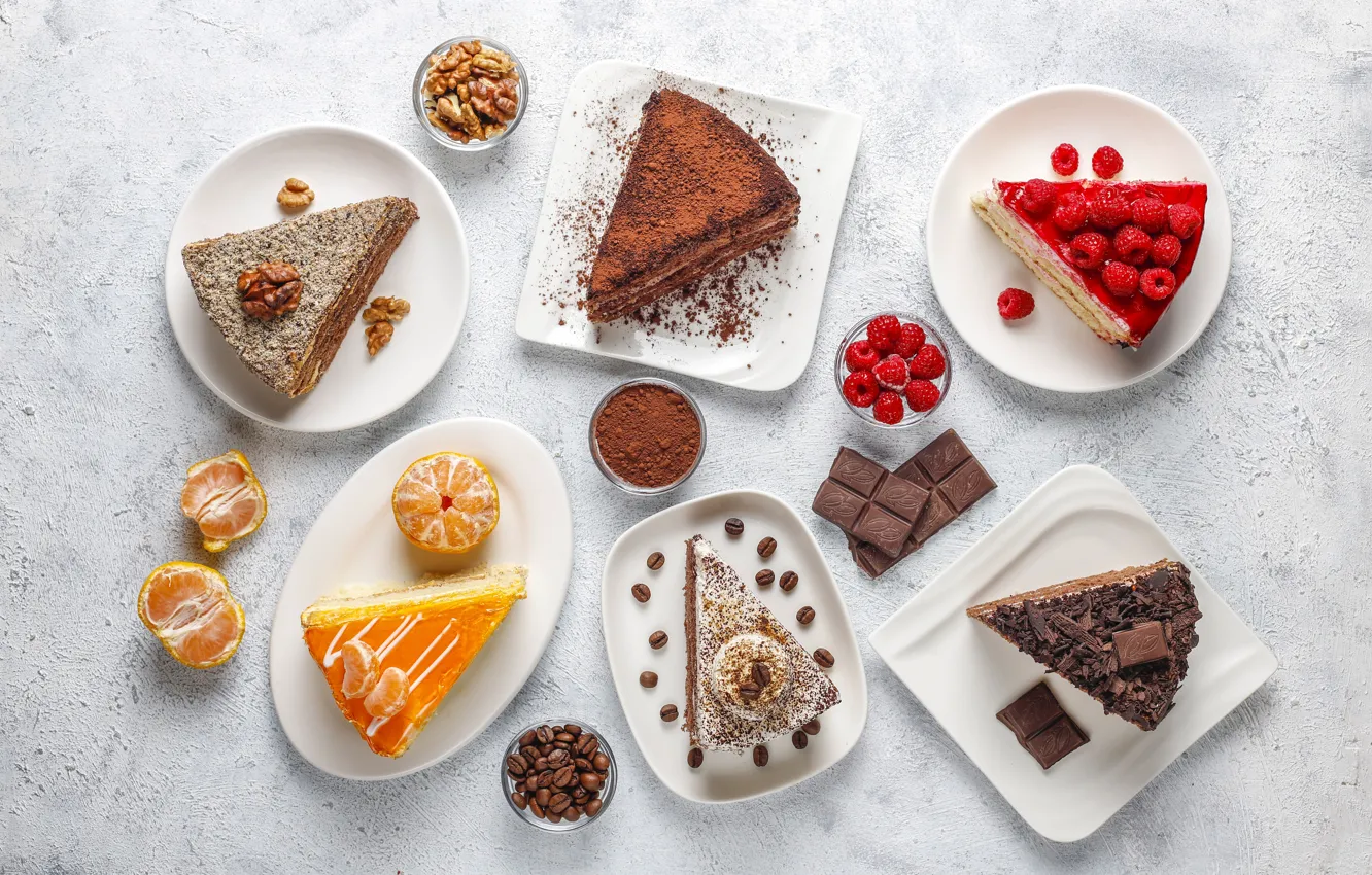 Photo wallpaper berries, raspberry, table, chocolate, plate, cake, dishes, cake