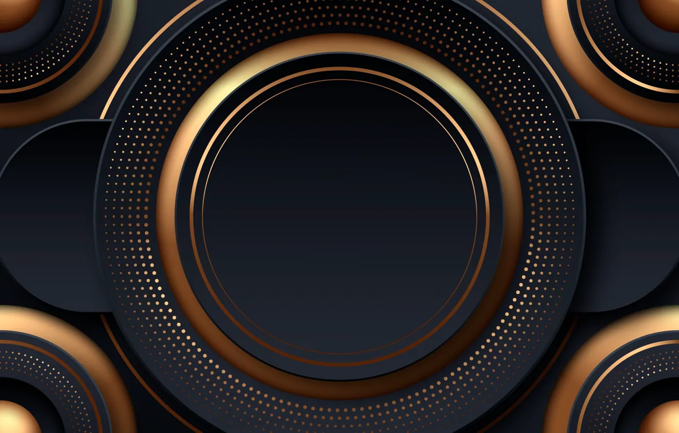Photo wallpaper abstraction, the dark background, vector, elements, black background, gold plated