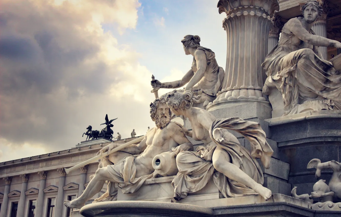 Photo wallpaper Austria, sculpture, Vienna, fountain of Pallas Athena