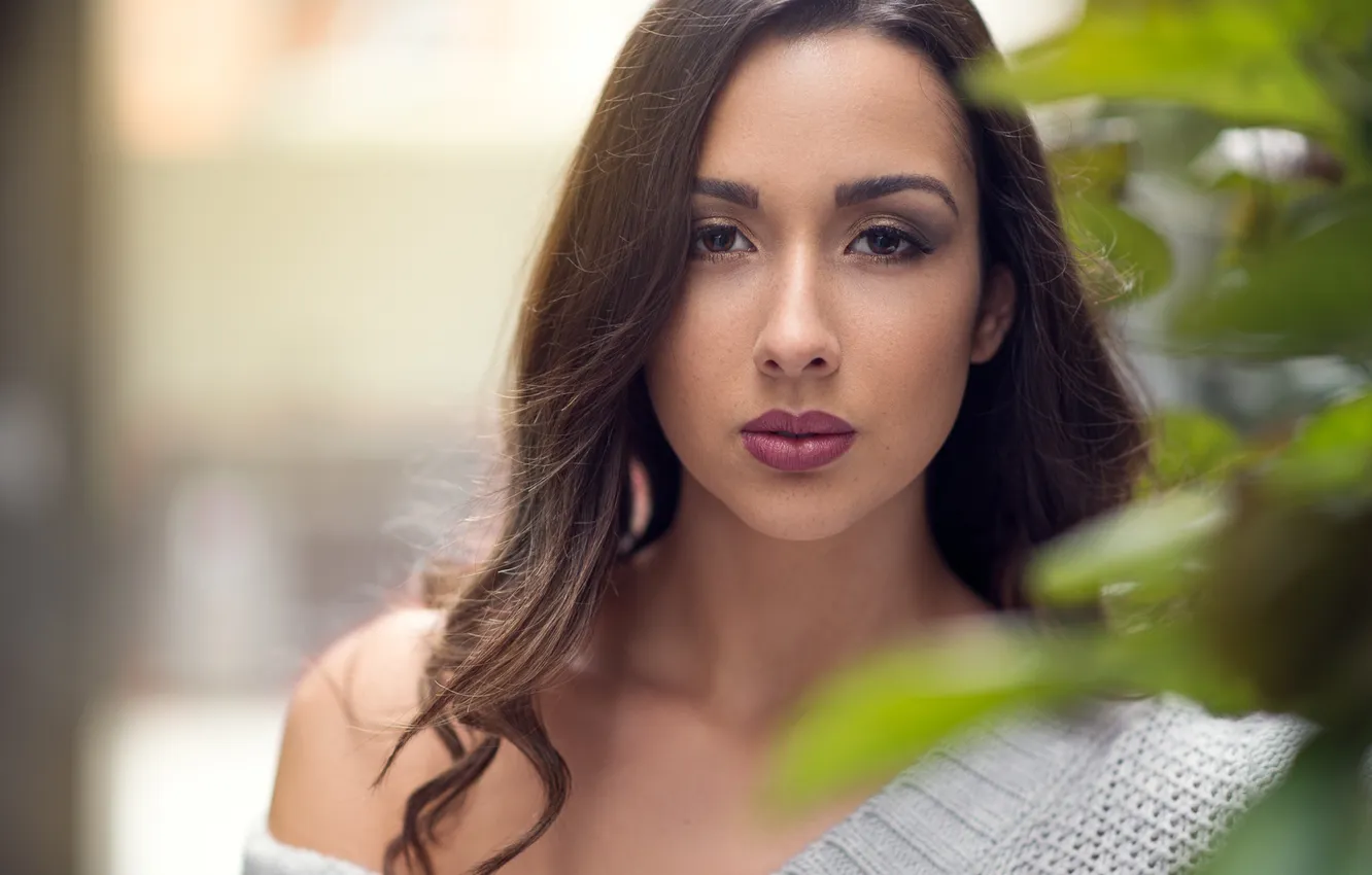 Photo wallpaper eyes, look, face, background, hair, makeup, lipstick, lips