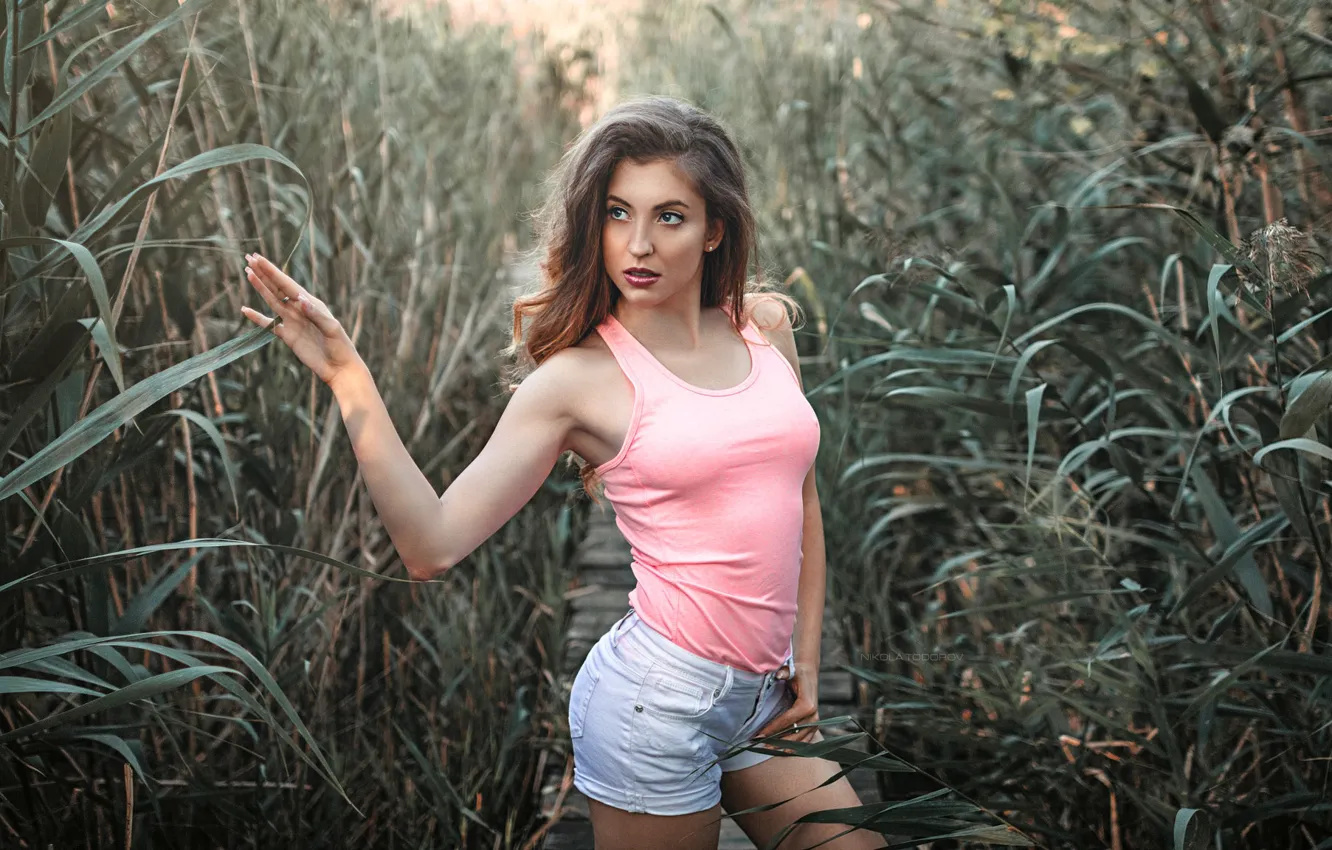 Photo wallpaper chest, look, girl, shorts, Mike, Sonya, Nikola Todorov