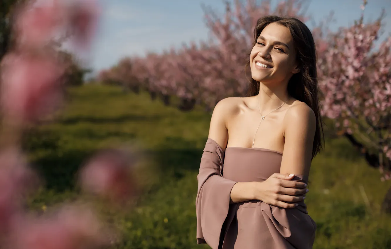 Photo wallpaper girl, nature, beautiful, model, cute, long-haired