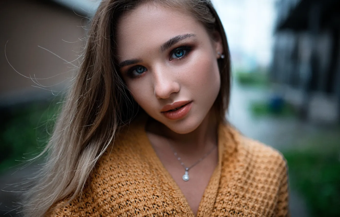 Photo wallpaper look, girl, close-up, face, model, portrait, makeup, hairstyle