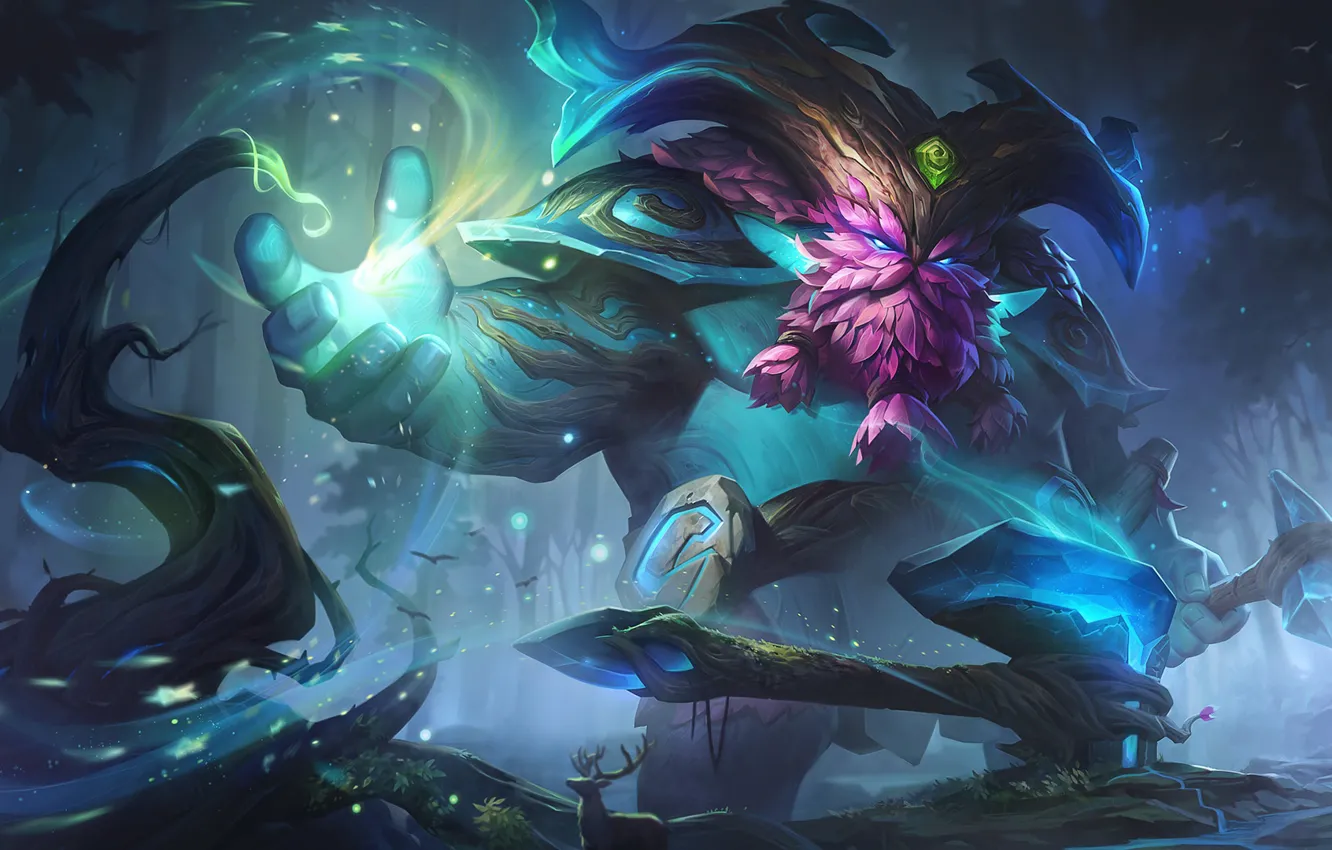 Photo wallpaper light, night, weapons, magic, the game, hammer, game, League of Legends