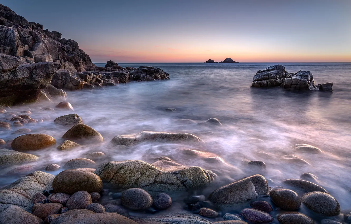 Photo wallpaper sea, water, stones