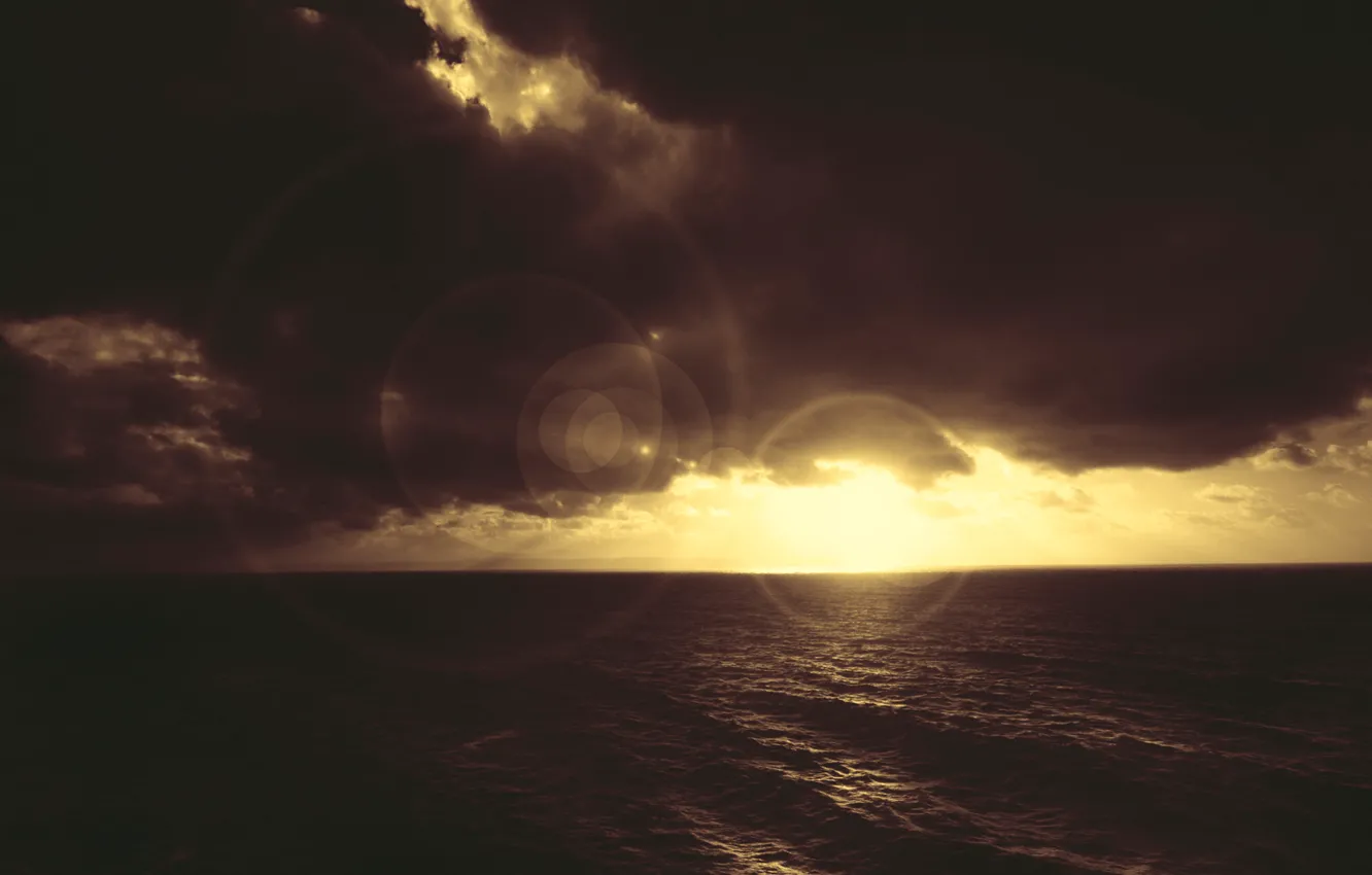 Photo wallpaper sea, the sky, rays, light, landscape, clouds, nature, photo