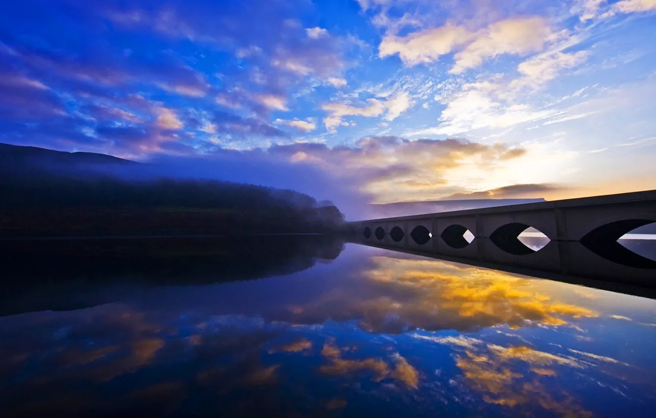 Photo wallpaper bridge, England, Derbyshire, reservoir, The Peak District, And, indeed