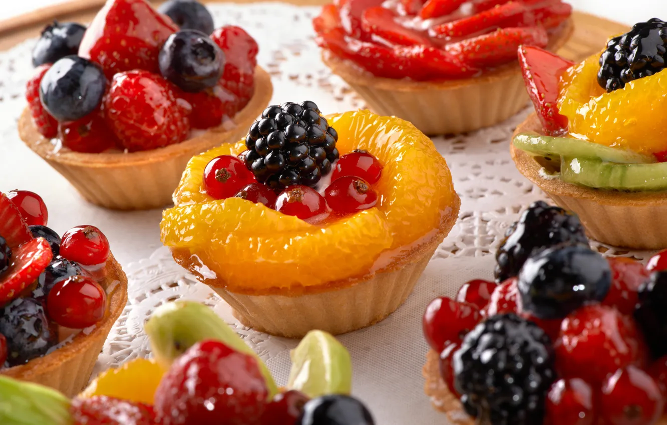 Photo wallpaper berries, dessert, cakes