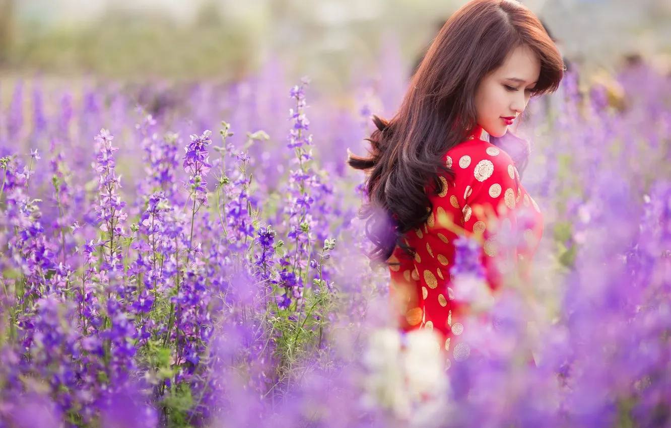 Photo wallpaper girl, background, Asian