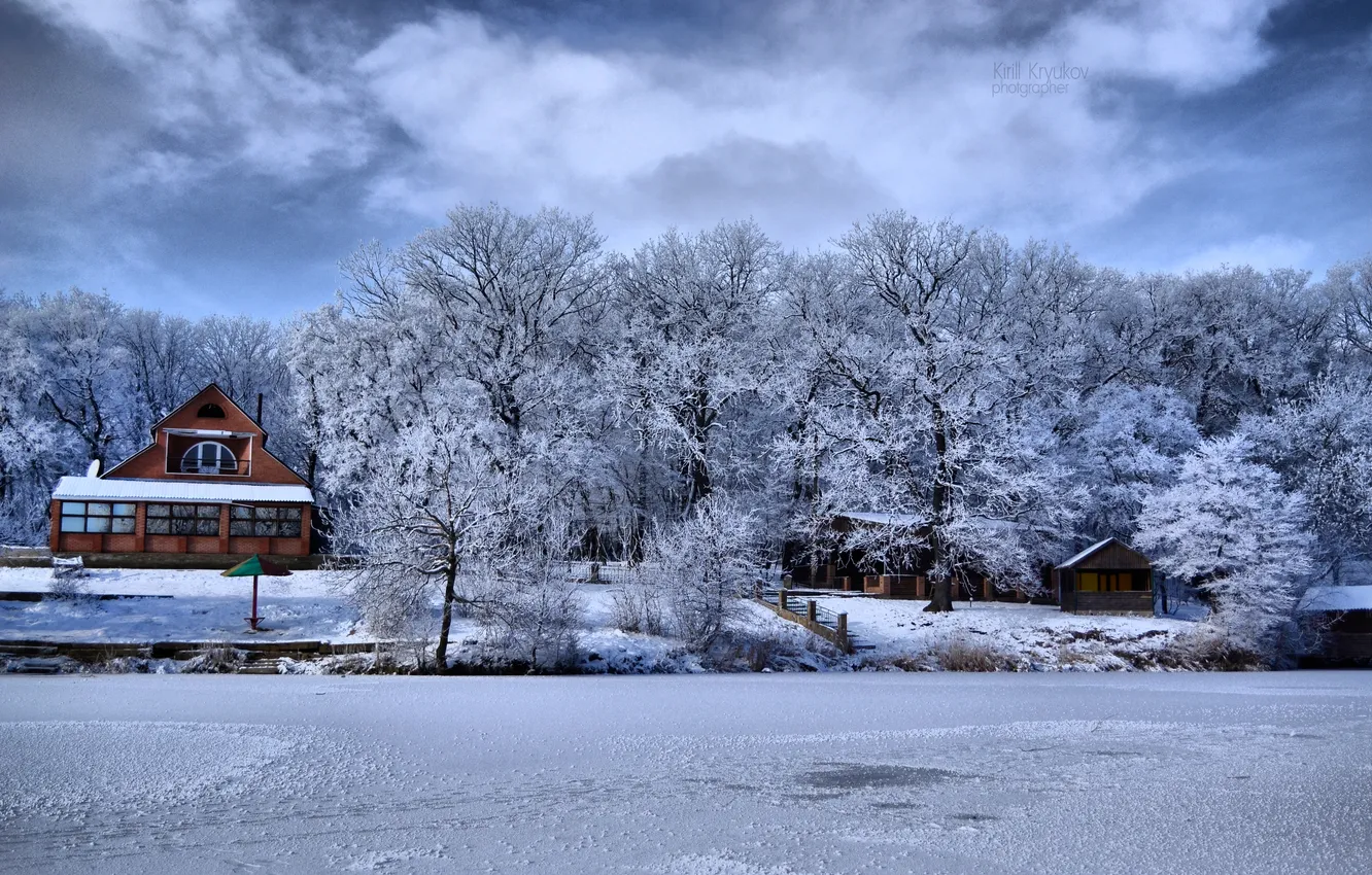 Photo wallpaper ice, winter, water, HDR, frost