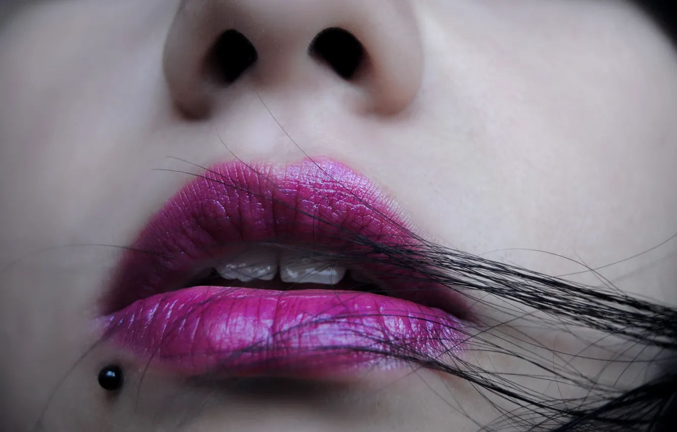 Photo wallpaper girl, macro, lips