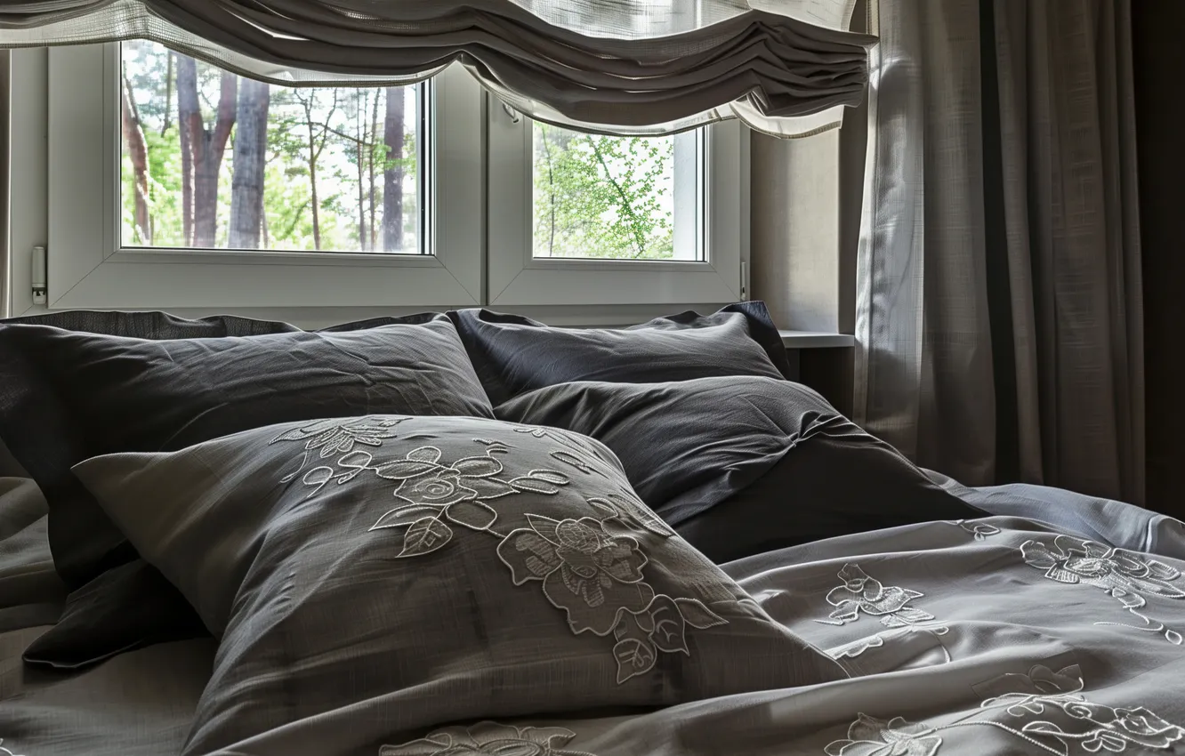 Photo wallpaper design, comfort, style, room, furniture, bed, home, interior