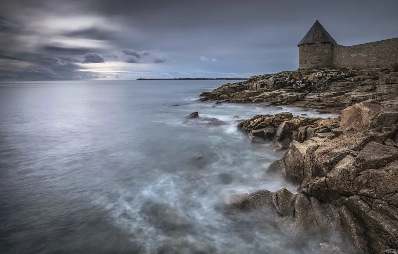 Photo wallpaper sea, castle, shore