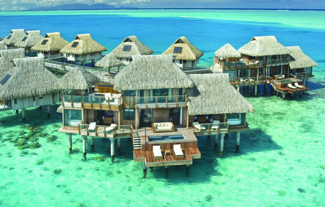 Photo wallpaper the ocean, the hotel, Bora-Bora