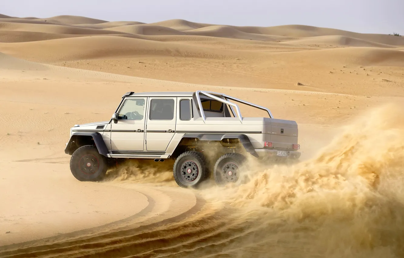 Photo wallpaper sand, desert, Mercedes-Benz, wheel, turn, SUV, AMG, G63