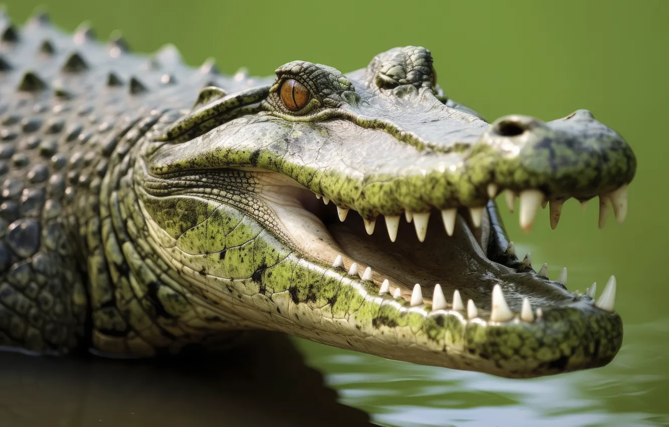 Photo wallpaper look, face, crocodile, AI art, neural network
