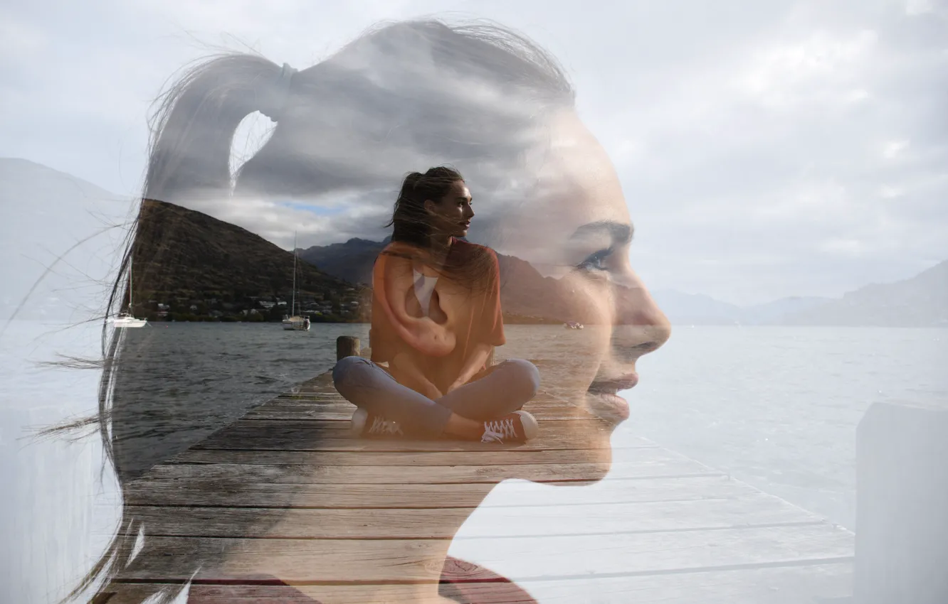 Photo wallpaper girl, Multiple exposure, Multiple exposure, Nikon D7500, Digital single-lens reflex camera, Digital single-lens reflex camera