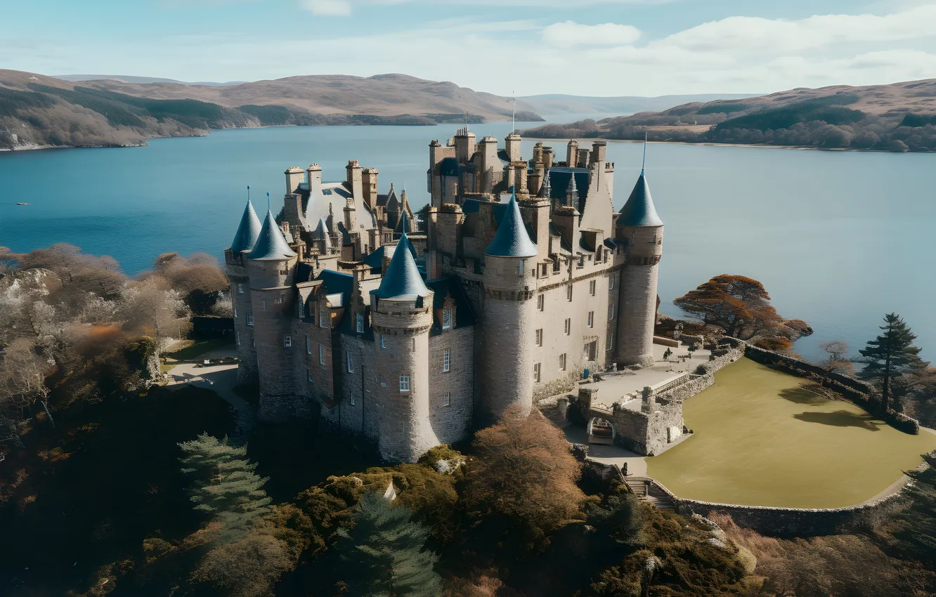 Photo wallpaper autumn, landscape, castle, architecture, landscape, beautiful, autumn, castle