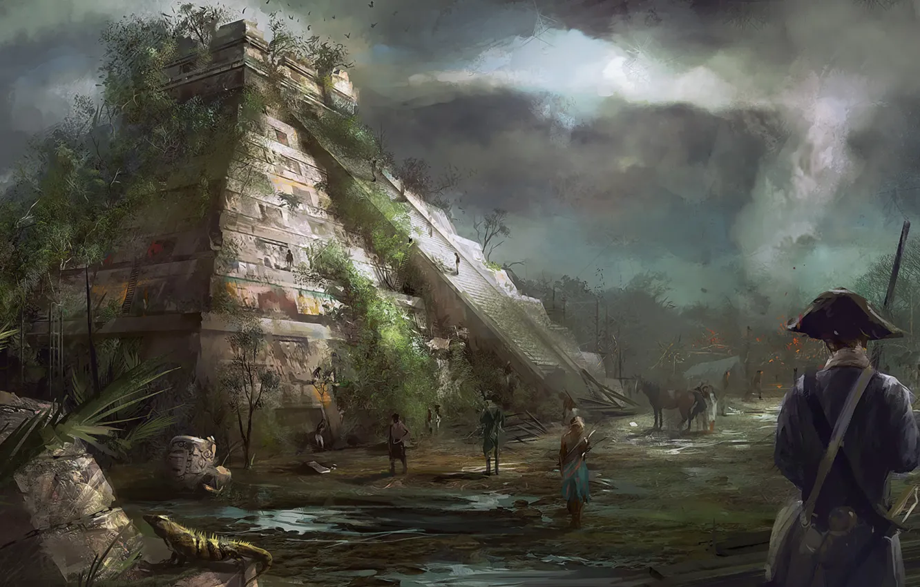 Photo wallpaper art, painting, ancient, Concept Art, pyramid