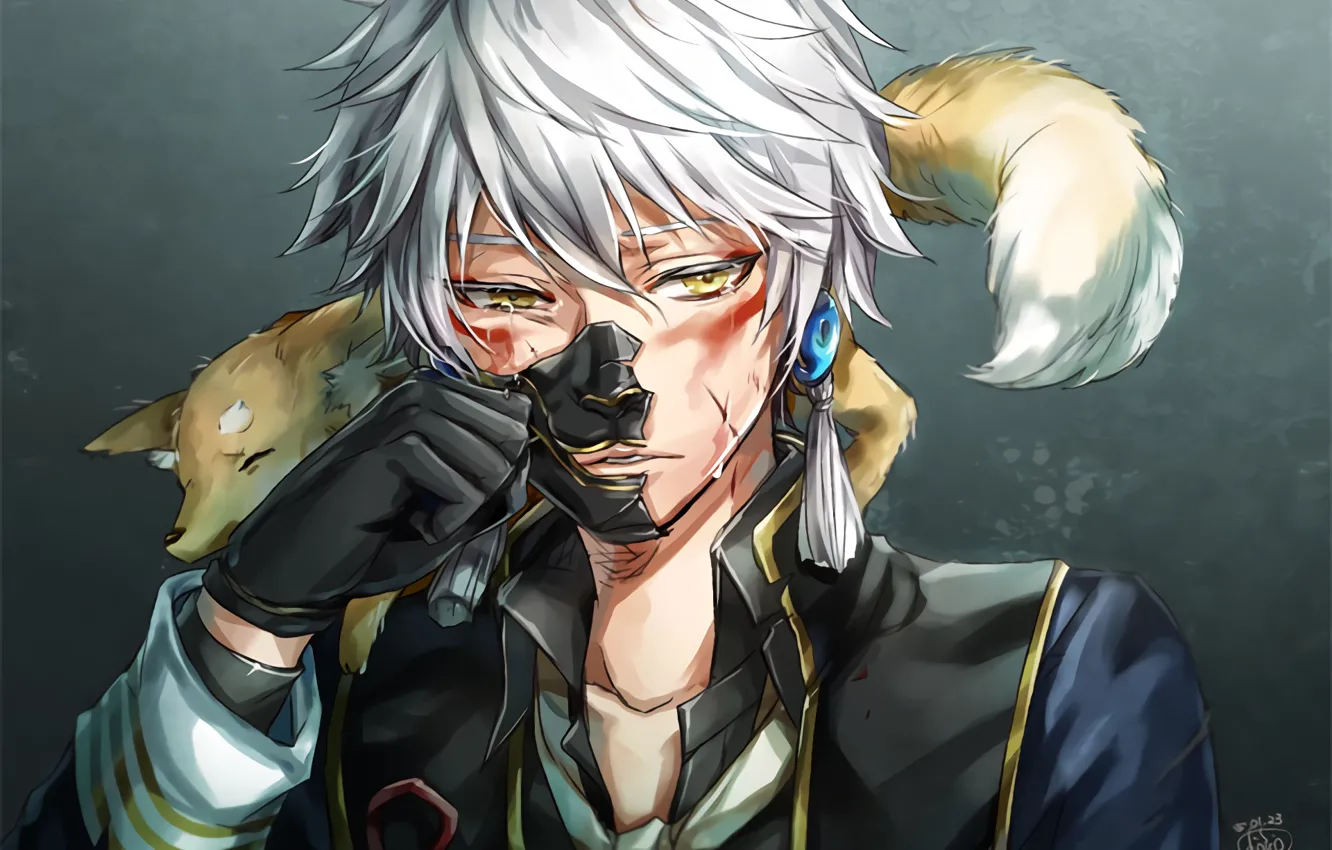 Photo wallpaper look, anime, art, Fox, guy, Touken Ranbu, Dance of swords