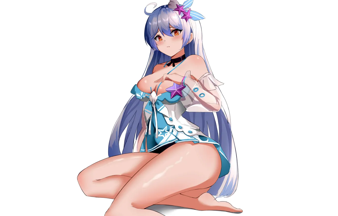 Photo wallpaper girl, sexy, cleavage, long hair, dress, boobs, anime, beautiful