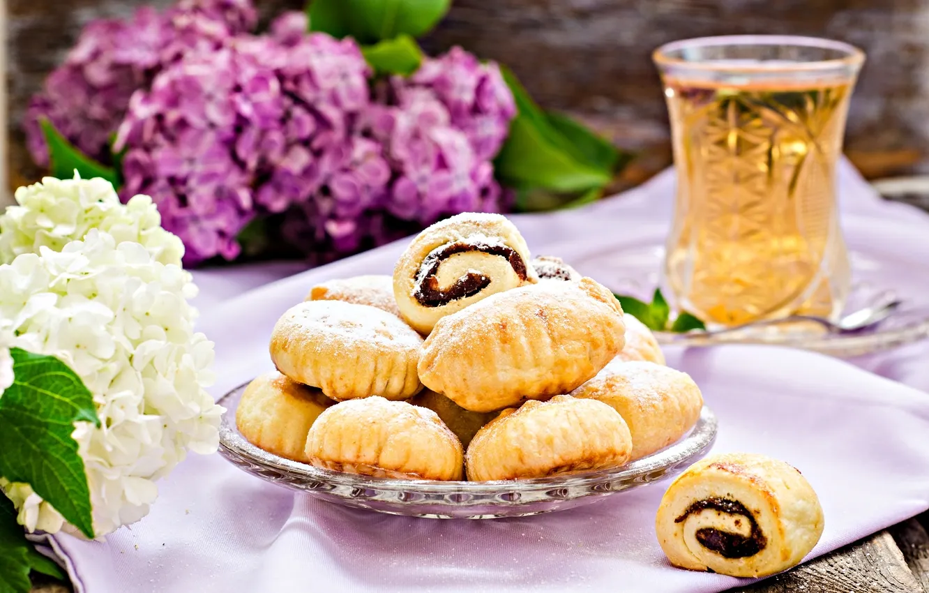 Photo wallpaper juice, cake, cakes, hydrangea