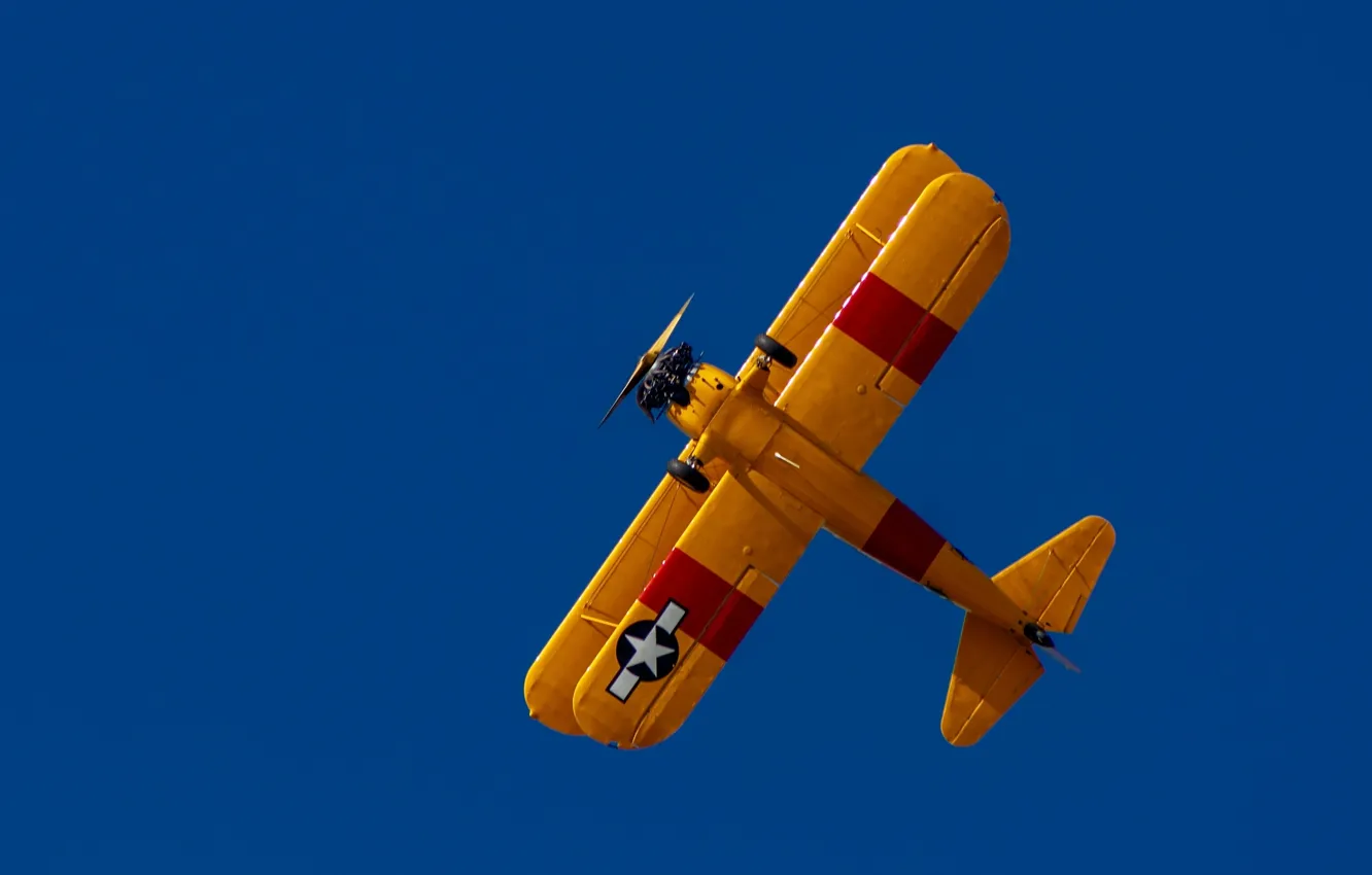 Photo wallpaper the sky, the plane, biplane