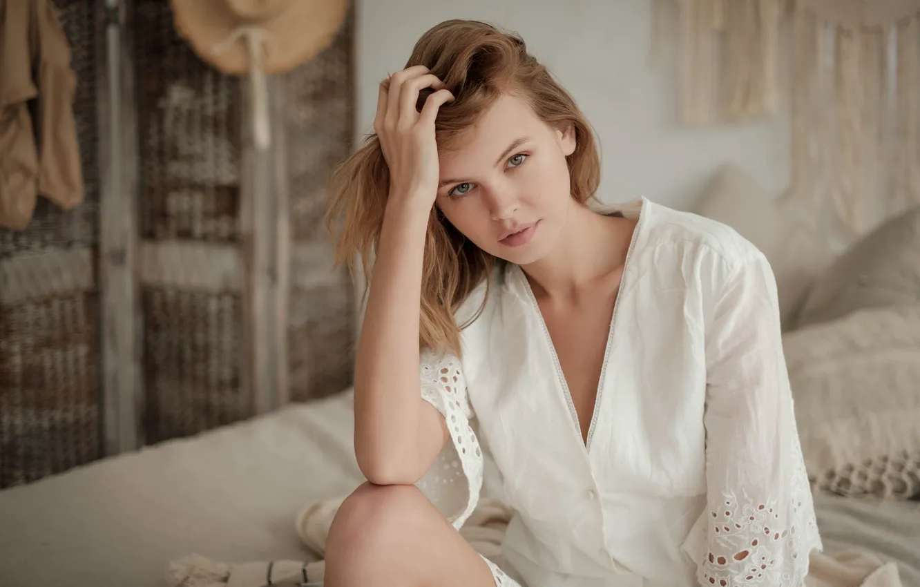 Photo wallpaper girl, lingerie, dress, model, pretty, tattoo, sweet, long-haired